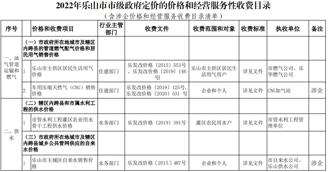 市级政府定价